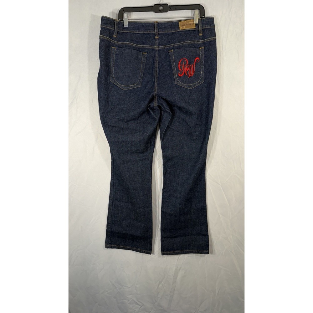 Vintage‎ Roca Wear Blue Jeans Wide Bottom Size 18 Pocket Embroidered Boot